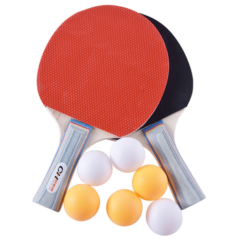 Комплект ракетки за тенис на маса за тренировки, включва 6 топки, единичен или двойен пакет, дървена глава, ракетка с прав удар