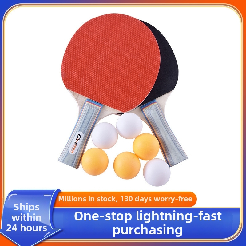 Комплект ракетки за тенис на маса за тренировки, включва 6 топки, единичен или двойен пакет, дървена глава, ракетка с прав удар