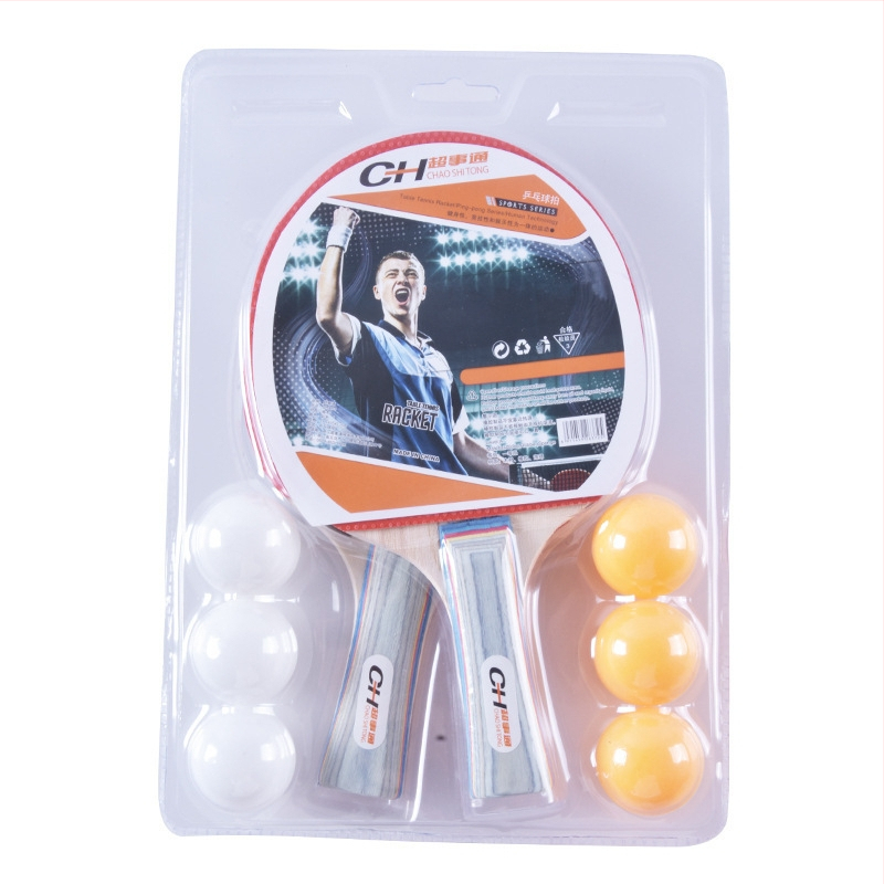 Комплект ракетки за тенис на маса за тренировки, включва 6 топки, единичен или двойен пакет, дървена глава, ракетка с прав удар