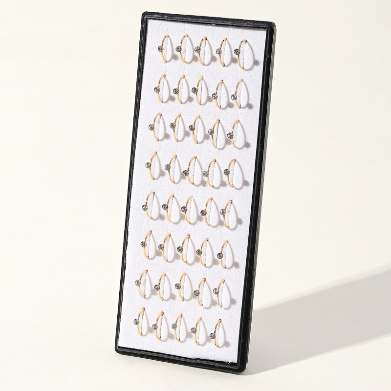 Носна шпилка, неръждаема стомана, диамантено поставяне, кристали, 40 броя в кутия, A831