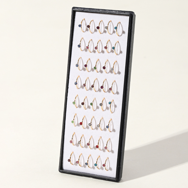 Носна шпилка, неръждаема стомана, диамантено поставяне, кристали, 40 броя в кутия, A831