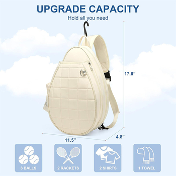 Тенис чанта-раница за 2 ракети, quilted дизайн, презрамка през рамо, водоустойчива, джоб за сигурност