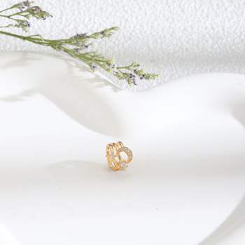 Носна украса, U-образна клип-форма, лунен дизайн с циркон кристали, цинкова сплав