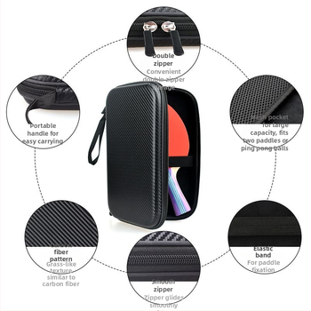 Калъф за тенис ракета за маса EVA, квадратен твърд корпус, голям капацитет, преносим (Персонализация: Да)