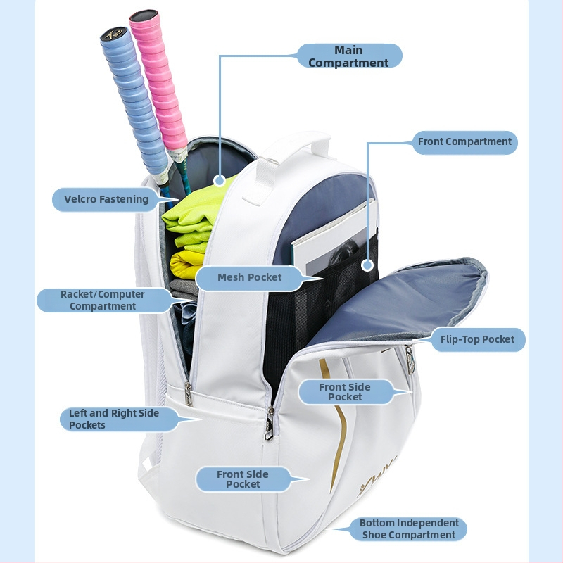 Badmintona/tenisa mugursoma pieaugušajiem – 3 raketes ietilpība, PU ūdensnecaurlaidīgs materiāls, Ywyat logotips