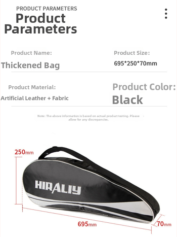 Spelt tenisa/badminton reketes soma – Liela ietilība 3–6 reketiem, pleca soma, Oxford audums, ūdensizturīgs, ar logotipu drukāts, universāla