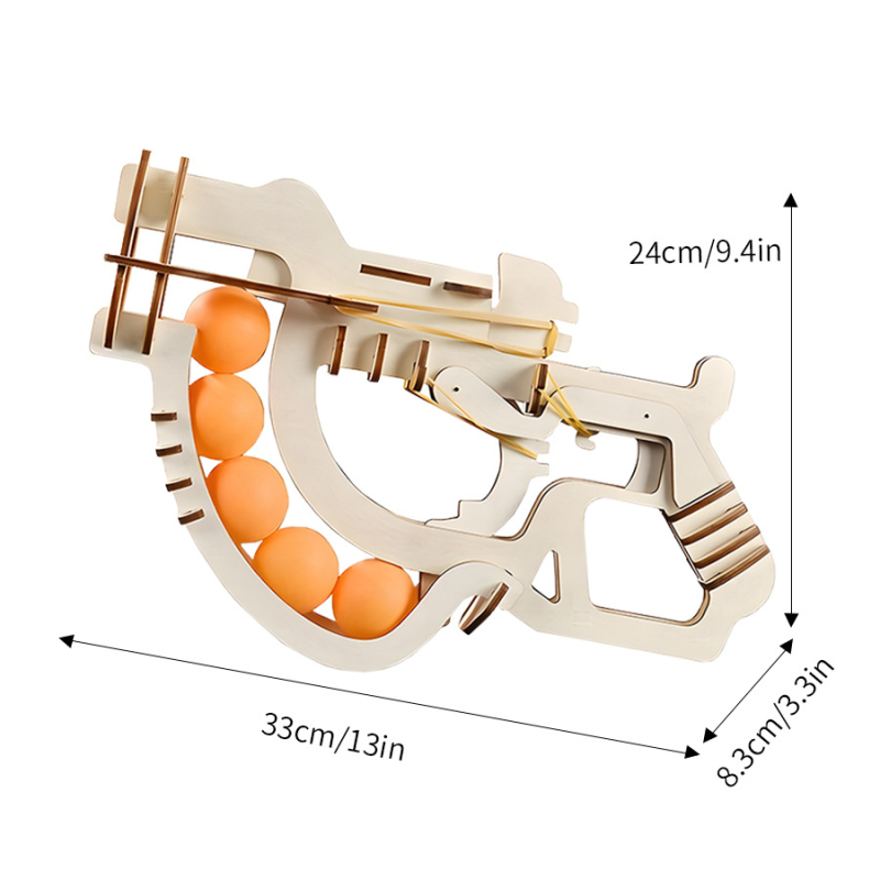 Puzzle 3D din lemn, formă de pistol ping-pong, DIY personalizabil, logo OEM, multifuncțional