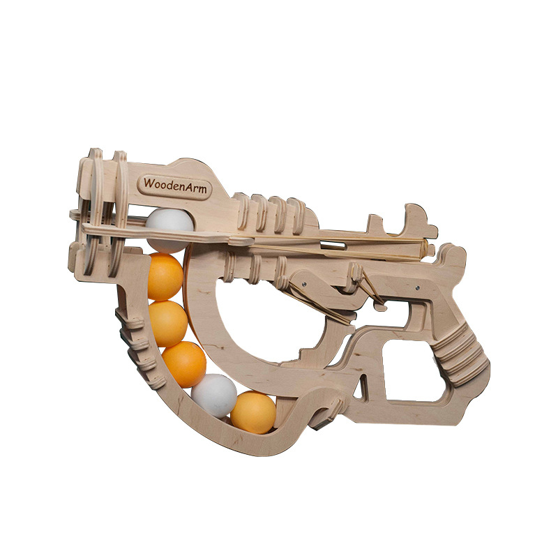 Puzzle 3D din lemn, formă de pistol ping-pong, DIY personalizabil, logo OEM, multifuncțional