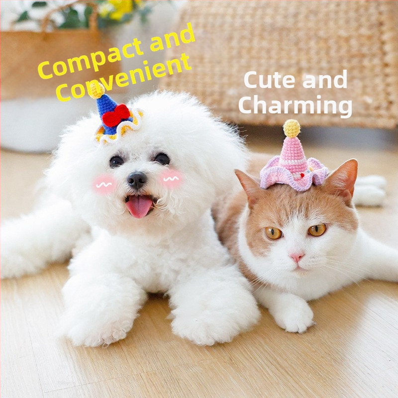Klip na vlasy pre domáce zvieratá s pletenými 3D ušami zajačika, pre psa a mačku — vlnený materiál, kreslený štýl, BB klip; Značka: Little one is favored