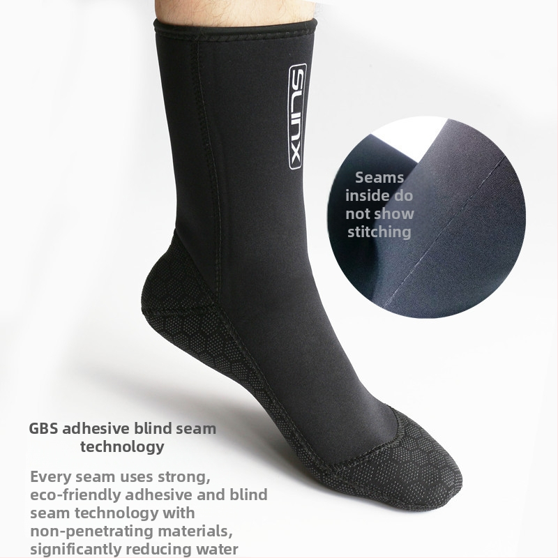 Подводни чорапи, 3 мм, нейлон и неопрен, неплъзгаща подметка, защита на глезена, Thermal Flex