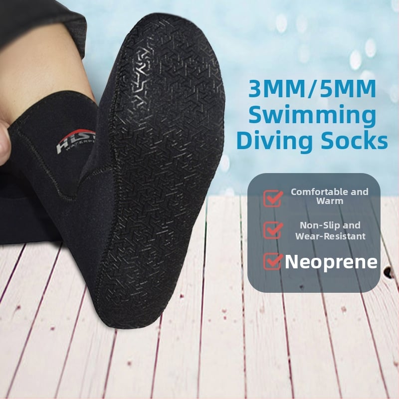 3mm neopreno nardymo kojinės – HISEA, unisex, šiltos nardymui, snorkeliavimui ir žiemos plaukiojimui