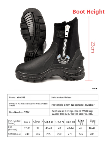 Yon Sub 5mm neopreniniai nardymo bateliai, aukšta kulkšnis, storos, neslidžios, skirti snorkeliavimui ir upių žygiams, unisex vandens gelbėjimo batai