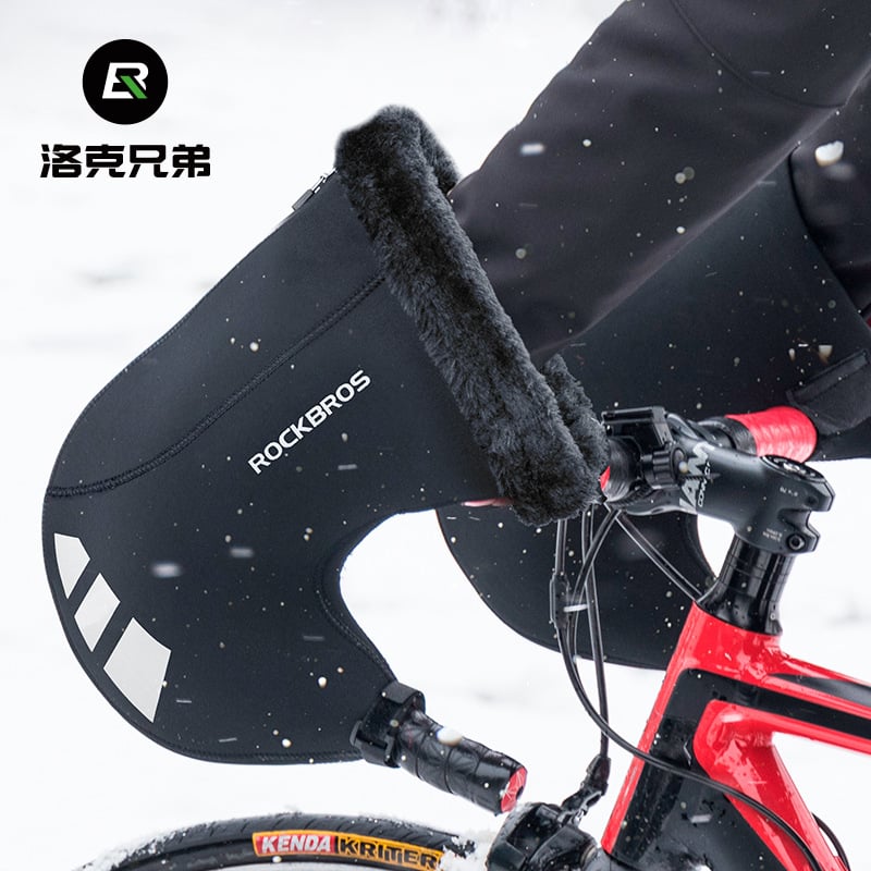 ROCKBROS Biciklističke rukavice zimi, otporne na vjetar i tople, materijal SBR diving tkanina, unisex, za odrasle
