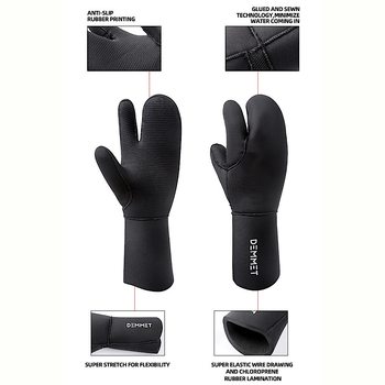 7 мм неопренови ръкавици за подводно гмуркане, три пръста, супереластични, топли, устойчиви на износване и пробив, за риболов и зимно плуване