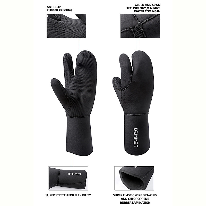 7 мм неопренови ръкавици за подводно гмуркане, три пръста, супереластични, топли, устойчиви на износване и пробив, за риболов и зимно плуване