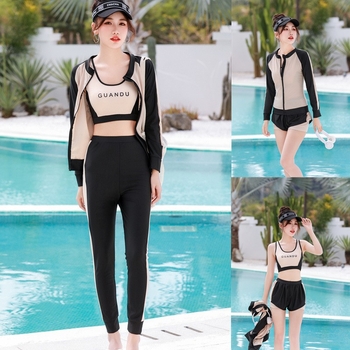 Ženski plivački kostim s dugim rukavima i zaštitom trbuha – jednobojni, plus veličina, s jastučićima u prsima bez čvrste potpore, poliester 88%, podstava 100% poliester, 200 g/m2