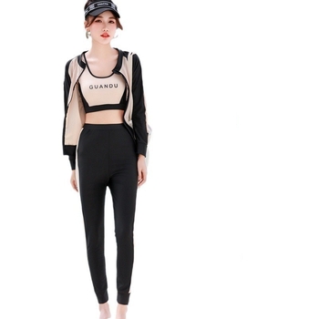 Ženski plivački kostim s dugim rukavima i zaštitom trbuha – jednobojni, plus veličina, s jastučićima u prsima bez čvrste potpore, poliester 88%, podstava 100% poliester, 200 g/m2