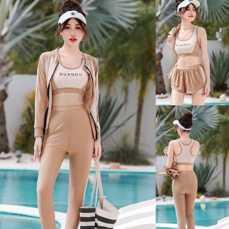 Ženski plivački kostim s dugim rukavima i zaštitom trbuha – jednobojni, plus veličina, s jastučićima u prsima bez čvrste potpore, poliester 88%, podstava 100% poliester, 200 g/m2