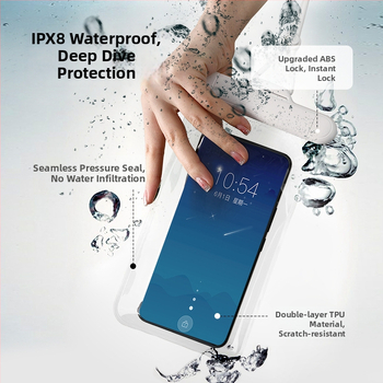 FaSoLa ūdensizturīga tālruņa soma ar caurspīdīgu skārienjūtīgu ekrānu; Materiāls: plastmasa; personalizācija pieejama; privāta zīmola iespēja; piemērots peldēšanai, ceļojumiem, niršanai, raftingam un āra aktivitātēm