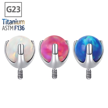 F136 titán ötvözetű testpiercing ékszer opál golyóval — kerek forma, polírozott felület, G23 tisztaság