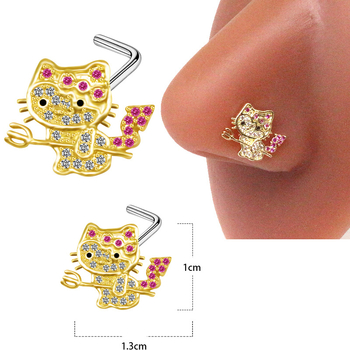 Uniszex orr-piercing koronával és szív alakú ametiszt kristállyal, rozsdamentes acélból