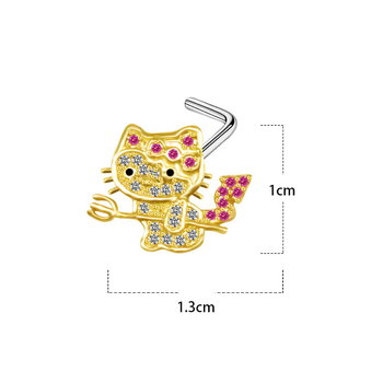 Uniszex orr-piercing koronával és szív alakú ametiszt kristállyal, rozsdamentes acélból