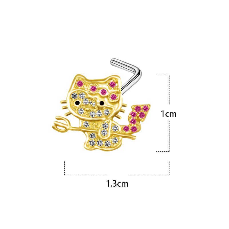 Uniszex orr-piercing koronával és szív alakú ametiszt kristállyal, rozsdamentes acélból