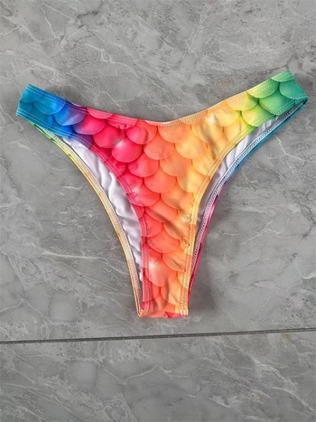 Kupaći kostim sirene s repom – Trodijelni set za žene, gradientni dizajn, bez naramenica, visoka elastičnost, s podložnim jastučićima za grudnjak, poliester