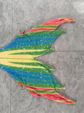 Kupaći kostim sirene s repom – Trodijelni set za žene, gradientni dizajn, bez naramenica, visoka elastičnost, s podložnim jastučićima za grudnjak, poliester