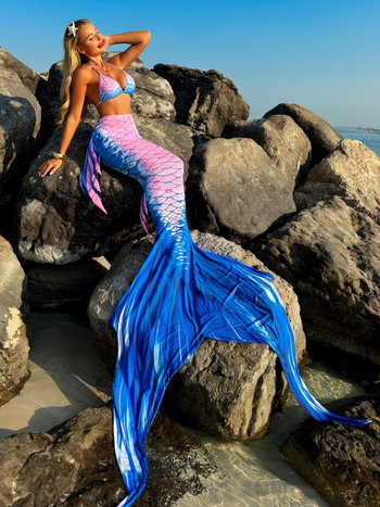 Tri djelni bikini set s jastučićima za grudi, gradijentni uzorak, visoka elastičnost, poliester