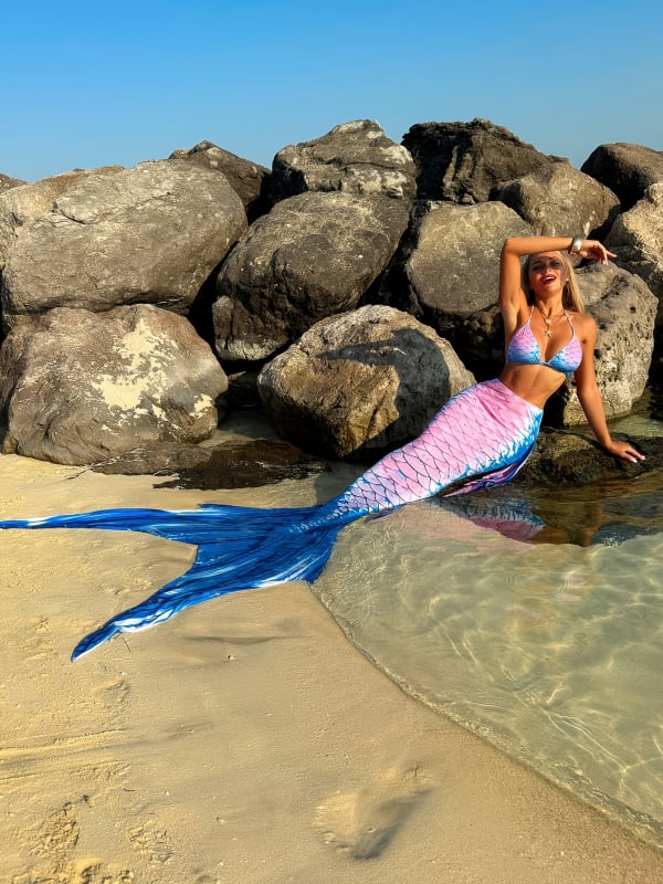 Tri djelni bikini set s jastučićima za grudi, gradijentni uzorak, visoka elastičnost, poliester