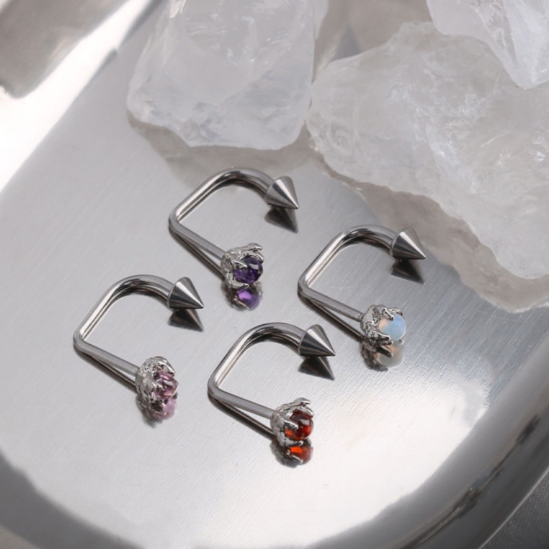 Usni prsten od titan čelika s geometrijskim dizajnom, elektropoliranje, unisex