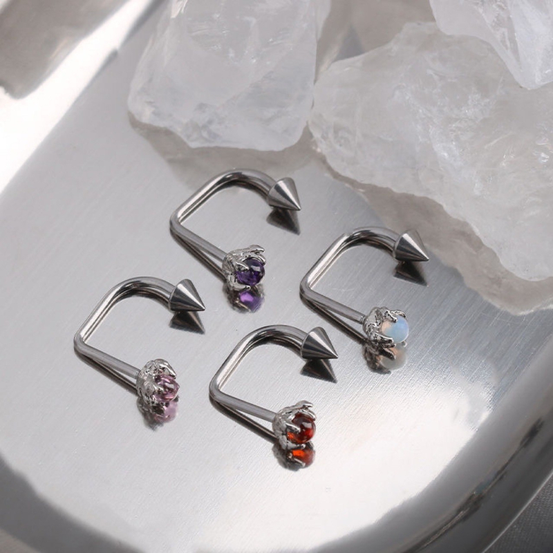 Usni prsten od titan čelika s geometrijskim dizajnom, elektropoliranje, unisex