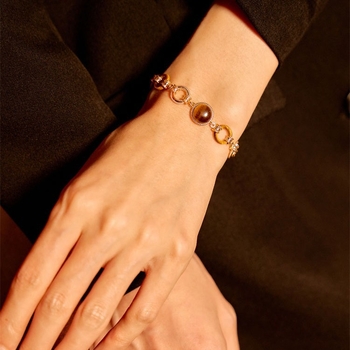 Bakreni narukvica s tigrovim okom, zlatno obložena, elektroplatiranje, retro umjetnički stil, porijeklo Shanwei, zima 2023, ženski nakit