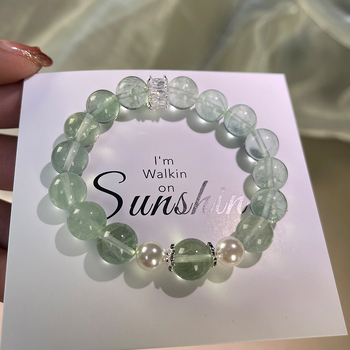 Ženska narukvica od fluorita, dizajn s jednom kuglicom, legirani materijal