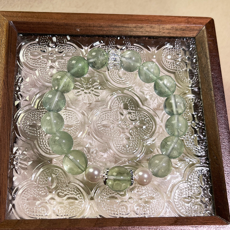 Ženska narukvica od fluorita, dizajn s jednom kuglicom, legirani materijal