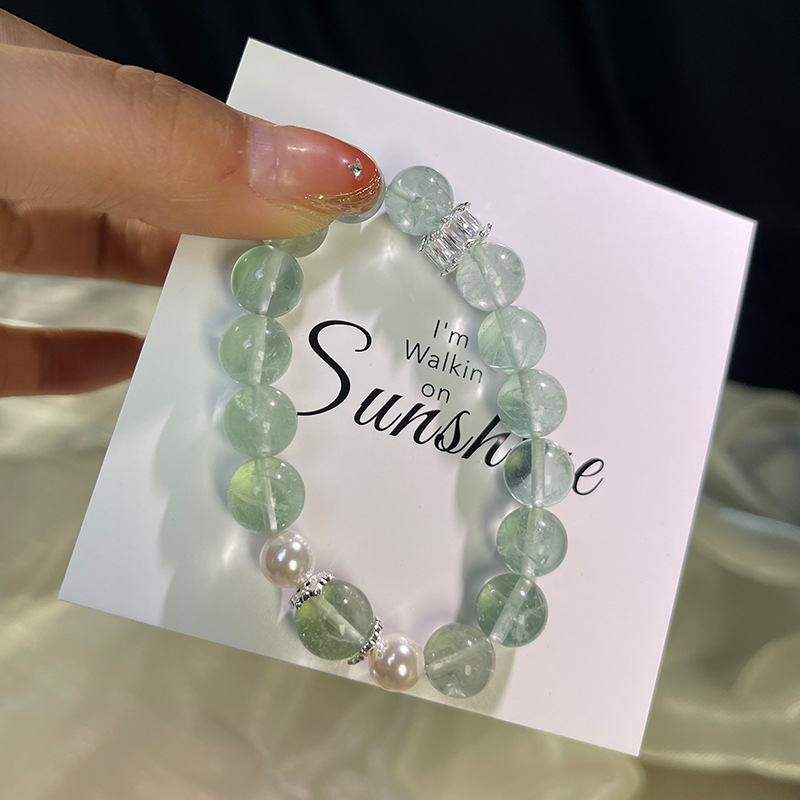 Ženska narukvica od fluorita, dizajn s jednom kuglicom, legirani materijal