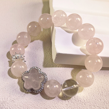 Narukvica od kvarca, bakrena konstrukcija, bočni kamen ametist, lagani luksuzni stil