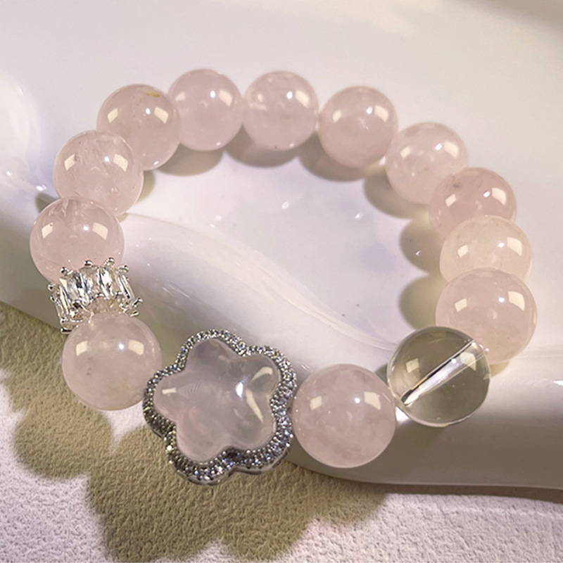 Narukvica od kvarca, bakrena konstrukcija, bočni kamen ametist, lagani luksuzni stil