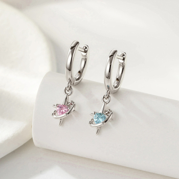 Naušnice u obliku srca sa cirkonom, metalna podloga, elektroplatiranje, unisex moda