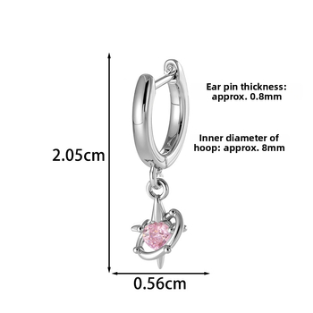 Náušnice so srdcovým tvarom zo zirkónu, kovový materiál, elektroplátovanie, unisex móda