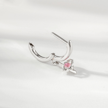 Naušnice u obliku srca sa cirkonom, metalna podloga, elektroplatiranje, unisex moda