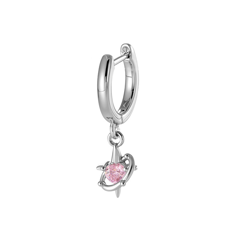 Naušnice u obliku srca sa cirkonom, metalna podloga, elektroplatiranje, unisex moda