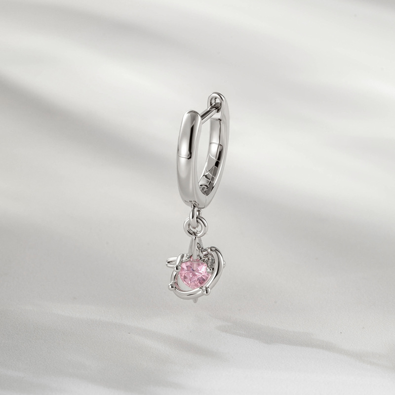 Naušnice u obliku srca sa cirkonom, metalna podloga, elektroplatiranje, unisex moda