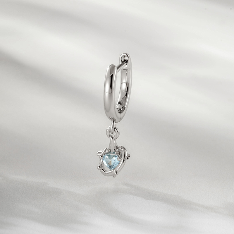 Naušnice u obliku srca sa cirkonom, metalna podloga, elektroplatiranje, unisex moda