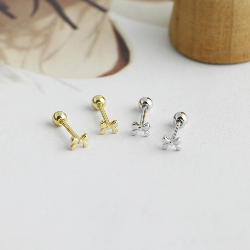 Naušnice u obliku mašnice od srebra S925, polirane završne, lagani luksuzni stil, za žene