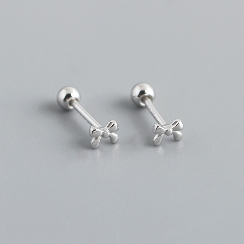 Naušnice u obliku mašnice od srebra S925, polirane završne, lagani luksuzni stil, za žene