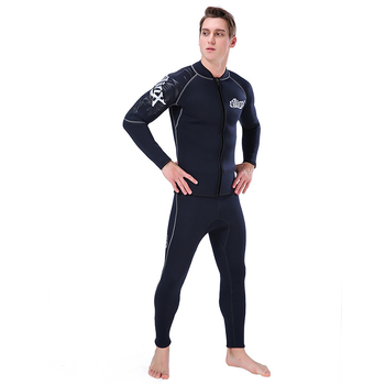 3mm podijeljeni wetsuit top s baršunastim unutarnjim slojem, topao neopren + nylon, unisex