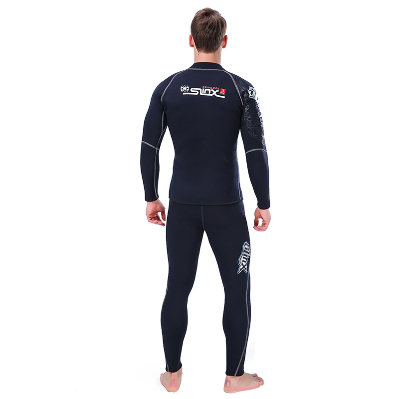 3mm podijeljeni wetsuit top s baršunastim unutarnjim slojem, topao neopren + nylon, unisex