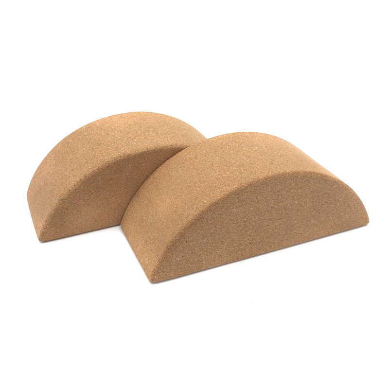 Khan Carved Bloc din plută pentru echilibru, pentru yoga, semicircular, antiderapant, exerciții ale mușchilor trunchiului